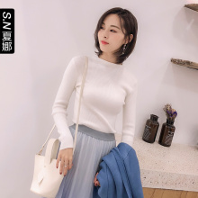 夏娜针织毛衣女2018新款秋装半高领套头中长款修身打底衫图片