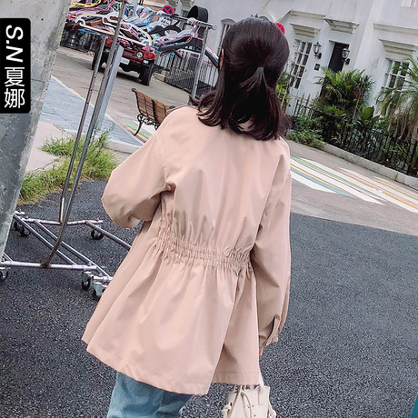 夏娜2018秋装新款女风衣女中长款韩版小个子薄款外套纽扣收袖商品大图