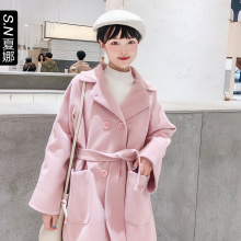 W夏娜宽松甜美睡袍风2018秋冬新款ins超火韩版时髦毛呢大衣外套女图片