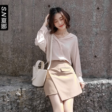 夏娜时尚高腰气质半身裙女2018秋季新款不规则a字短裙ins超火裙子图片