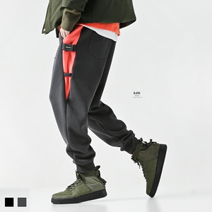 欧美街头宽松撞色拼接卫裤