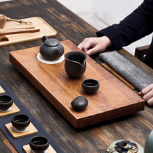 守静枧碳蛟 重竹茶盘抽屉式储水竹制功夫茶具套装 家用茶海日式