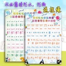 幼儿学乐理 育儿彩色音符乐理大挂图 轻轻松松学五线谱 两面挂图