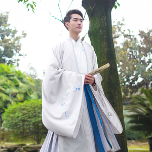 重回汉唐原创汉服男士霜天月明日常中国风大氅传统礼服外套夏装