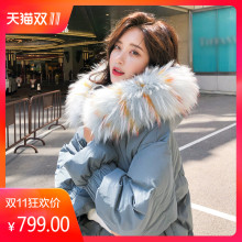 东大门羽绒服女装冬季2018新款中长款韩版大毛领连帽宽松过膝外套图片