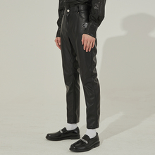 主题标签雅皮士黑色PU皮裤 春秋装 型九分男裤 18FW 修身 LEONSENSE