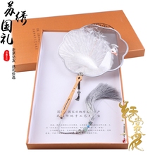 苏绣双面团扇手工刺绣宫廷扇婚庆舞蹈秀禾中国风绣花特色工艺礼品