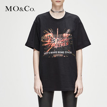 MOCO2018冬季新品圆领图案印花纯色T恤MA184TEE205 摩安珂图片