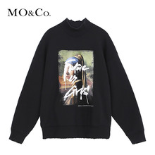 MOCO2018冬季新品印花图案小高领棉卫衣MA184SWS205 摩安珂图片