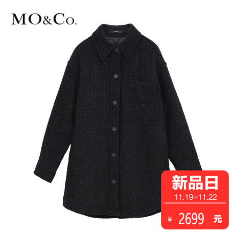 MOCO2018冬季新品字母粗花呢夹棉外套MA184COT102 摩安珂商品大图