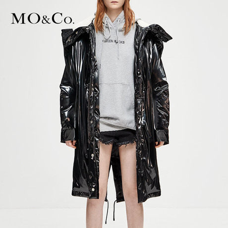 MOCO2018冬季新品亮面长款户外羽绒服MA184EIN101 摩安珂商品大图