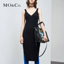MOCO2018夏季新品显瘦V领针织吊带连衣裙背心裙MA182DRS301摩安珂图片