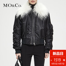 MOCO2018秋季新品棒球服可拆卸毛领短款外套MT183JKT103 摩安珂图片