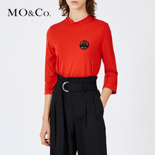 MOCO2017新款圆领针织衫女修身纯色套头上衣女MA173TOP206摩安珂图片
