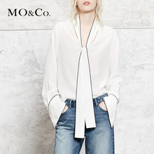 MOCO复古领带装饰撞色灯笼袖衬衫  摩安珂图片