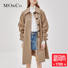 MOCO2018秋季新品纯色中性翻领纽扣风衣外套MA183TRC106 摩安珂图片