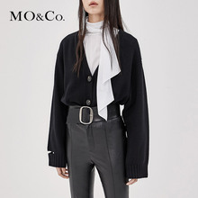 MOCO2018秋季新品个性剪边镂空纯色羊毛开衫MA183CAR303 摩安珂图片