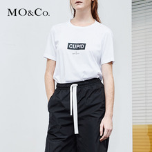 MOCO2018夏季新品圆领短袖图案露背绑带T恤 MA182TEE227摩安珂图片