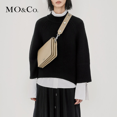 MOCO2018秋季新品蝙蝠袖纯羊毛针织毛衣MA183SWT304 摩安珂商品大图
