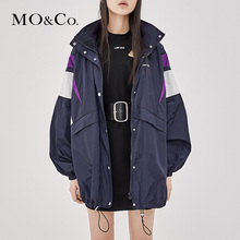 MOCO2018秋季新品运动连帽撞色拉链外套MA183COT102 摩安珂图片