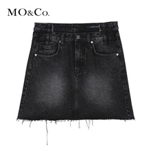 MOCO2018秋季新品双层洗水磨白介烂裙摆半身裙MT183SKT401摩安珂图片