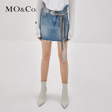 MOCO2018秋季新品流苏洗水纯棉牛仔裙MA183SKT401 摩安珂图片