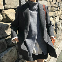 西装 呢子大衣女 外套简约短款 chic毛呢加厚修身 气质灰2018秋冬新款