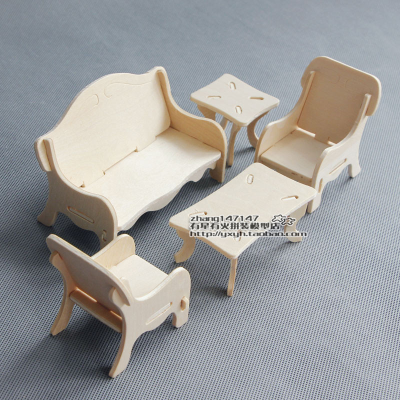 木制拼装3diy立体拼图儿童益智力迷你小家具模