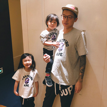亲子装一家三口短袖夏新卡通潮牌纯棉母子女全家四口装家庭装T恤