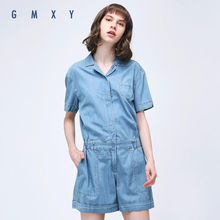 新品 F473931 牛仔连体短裤 GMXY2018夏女装 古木夕羊