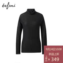预售100%羊毛伊芙丽2018冬装新款黑色长袖高领打底衫针织衫毛衣女图片