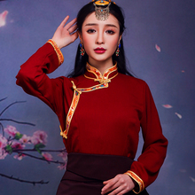 衬衣民族风棉麻衬衫 女新款 藏族服饰藏装 藏袍西藏锅庄裙上衣藏式