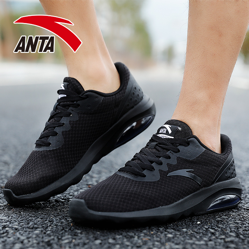 Anta Men's Shoes 2019 Winter Mesh Thermal Insulation Elevated Air Cushion Casual Running Shoes Black Soft Sole Durable Sports Shoes