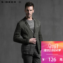 休闲舒适亚麻西装 外套男H15272208 sdeerhe圣迪奥时尚