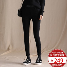 索菲丝尔2018冬季新款时尚百搭牛仔裤女大码显瘦保暖小脚裤女裤图片