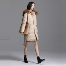 索菲丝尔2018冬季羽绒服女中长款冬装加厚保暖貉子大毛领外套女图片