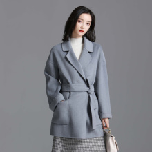 索菲丝尔2018冬季新款双面羊绒大衣女流行中长款雾霾蓝羊毛外套女图片