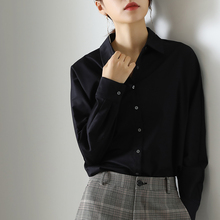 索菲丝尔2018秋季女装新款纯色冷淡风长袖衬衫女显瘦棉质职业上衣图片
