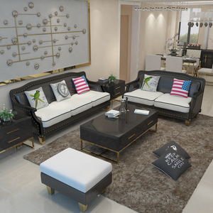 雅居格 美式实木布艺沙发小户型乡村雕花欧式