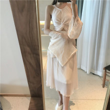 三件套 仙女气质半身裙 新款 温柔色百搭防晒开衫 优雅挂脖背心 夏装