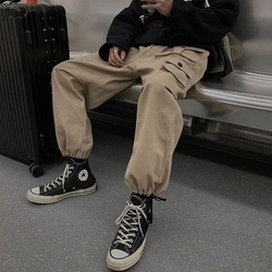 子俊港风2019新款束脚工装裤男韩版潮流多口袋宽松嘻哈chic休闲裤