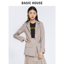 Basic House/百家好秋冬季新款格子西装外套韩版时尚西服HSJK720B图片