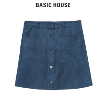 Basic House/百家好冬天温柔A字裙韩版百褶半身短裙百搭HQSK725A图片