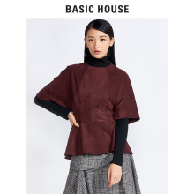 Basic House/百家好纯色圆领收腰公主款宽松中袖上衣女HRBL721F图片
