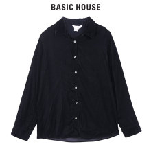 Basic House/百家好秋冬季新款纯色单排扣长袖衬衫翻领HSWS720A图片