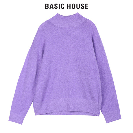 Basic House/百家好秋冬季新款高领纯色套头针织衫毛衣HSKT720A商品大图