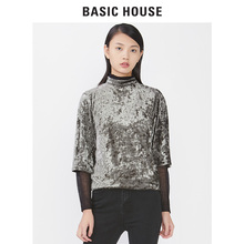 Basic House/百家好秋冬款高领中长袖套头纯色韩版上衣HRBL722D图片