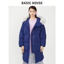 Basic House/百家好2018冬季新款连帽中长款保暖羽绒服女HSGD720B图片