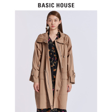 Basic House/百家好冬季新款连帽拉梁中长款气质风衣女HRJP723A图片