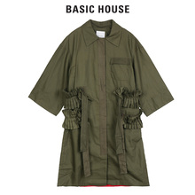 Basic House/百家好春秋新款中长款风衣女军大衣宽松外套HSCA121H图片